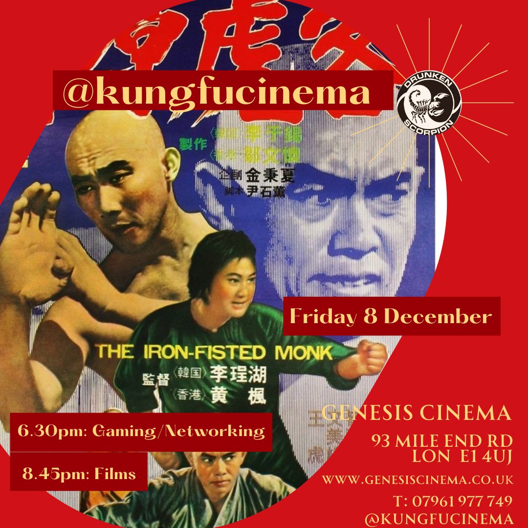 kungfucinema_'s tweet photo. Join us and other true #fufans @kungfucinema nxt Fri 8 Dec @genesiscinema for a spectacular night of action from 6.30pm / Films: 8.45pm.
Booking link in our bio
£10 - £12 (concessions)
Come early & enjoy competitive fight #gaming #Streetfighter #tekken https://t.co/ONCaQJP7Ok