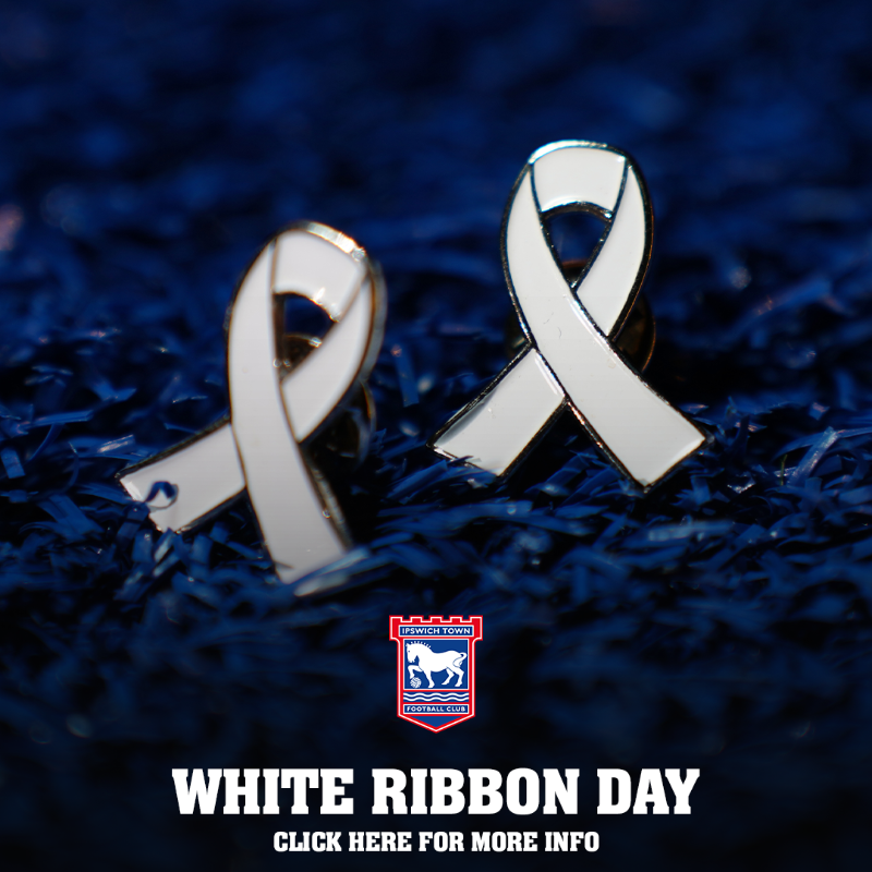 IpswichTown's tweet photo. As part of White Ribbon Day, which was marked nationally on Friday, 25 November, Club staff will wear pin badges displaying the white ribbon in show of solidarity and support for tomorrow's fixture with Millwall. ⤵️

#itfc