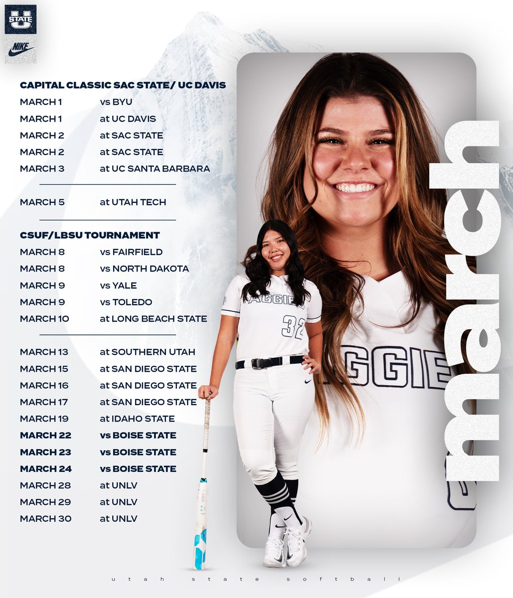 USUSoftball's tweet photo. Our 2024 schedule is HERE! Mark your calendars 🗓️

🔗 >> https://t.co/LCyhVWcHvs

#AggiesAllTheWay https://t.co/CikBE2xxe8