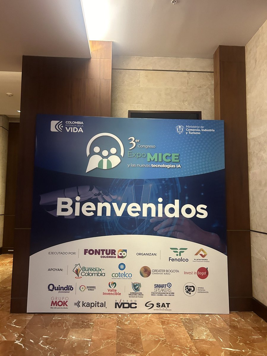 “Tres ejes temáticos del #MICE2023: la #IA, sostenibilidad y el talento  <a href="/JaimeA_cabal/">Jaime Alberto Cabal</a> en el marco de #MICE2023, organizado por <a href="/FenalcoNacional/">Fenalco Nacional</a>.

Evento presentado por Karen Carvajalino <a href="/lascarvajalino/">Hermanas Carvajalino</a> 

#QuindíoInolvidable by <a href="/QuindioBureau/">Quindío Bureau</a> es el destino invitado