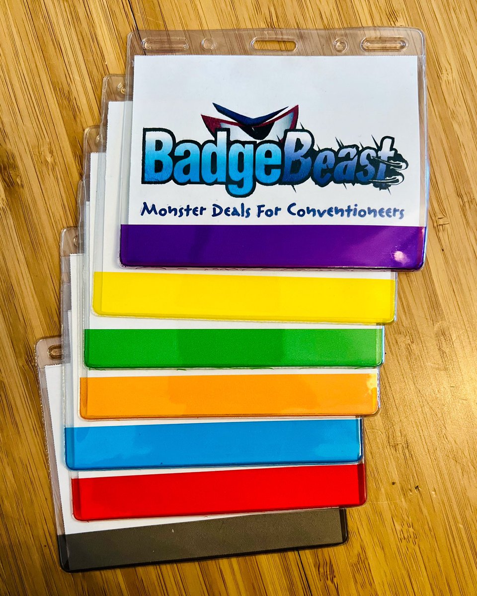 Badge_Beast's tweet photo. "Elevate your event experience with our versatile 3x4 badge holder! 🌟 Featuring a stylish translucent color bar and triple slots at the top, it's a game-changer for any lanyard type. 🎨 Choose from 7 vibrant colors to match your style. Upgrade your badge game today!  #eventprofs https://t.co/hte4rI64up