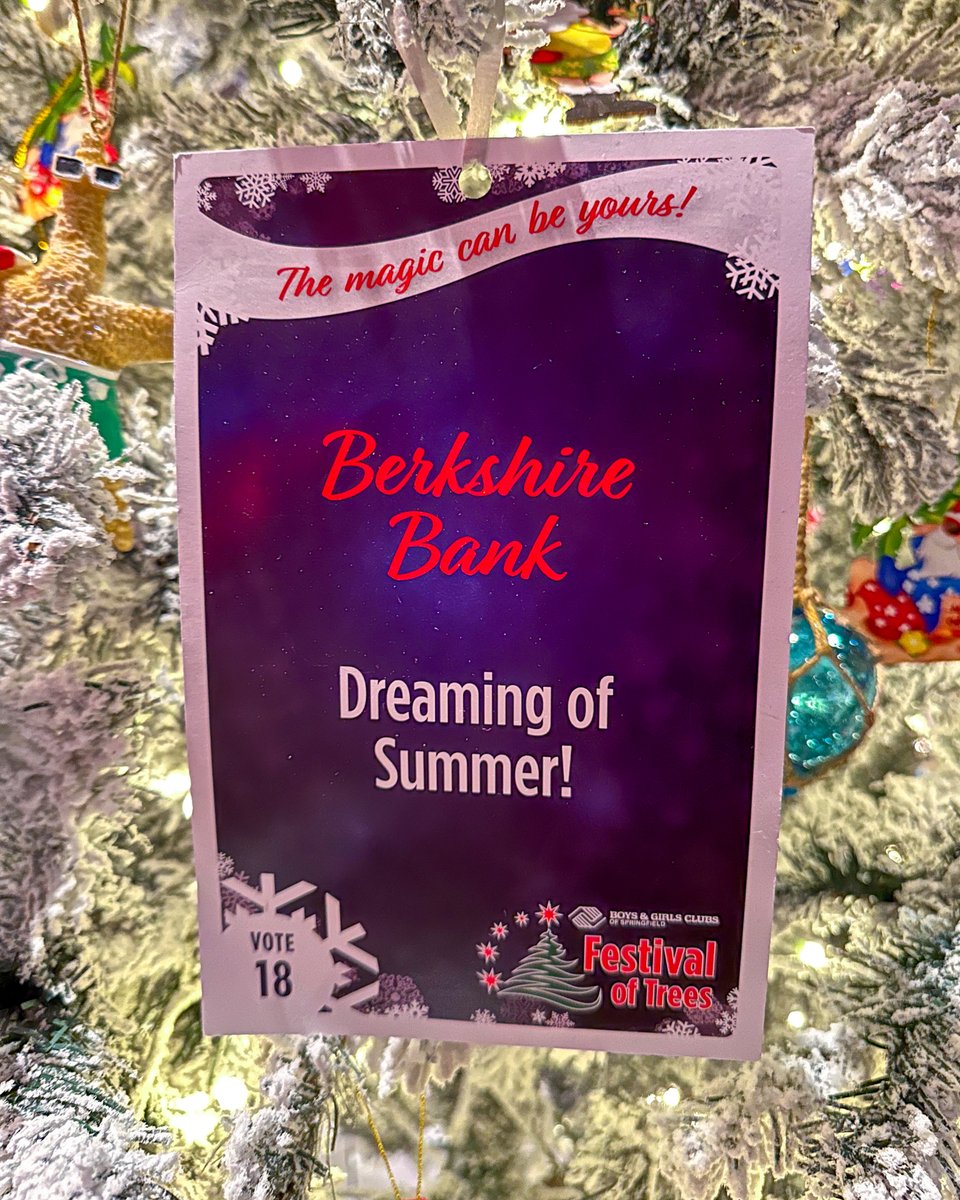 BerkshireBank's tweet image. Berkshire Bank is proud to be back as the Title Sponsor for this year’s Festival of Trees in Springfield, which raises funds for The Springfield Boys &amp;amp; Girls Club and helps foster a safe environment where local children can realize their full potential. 

#festivaloftrees #sbgc