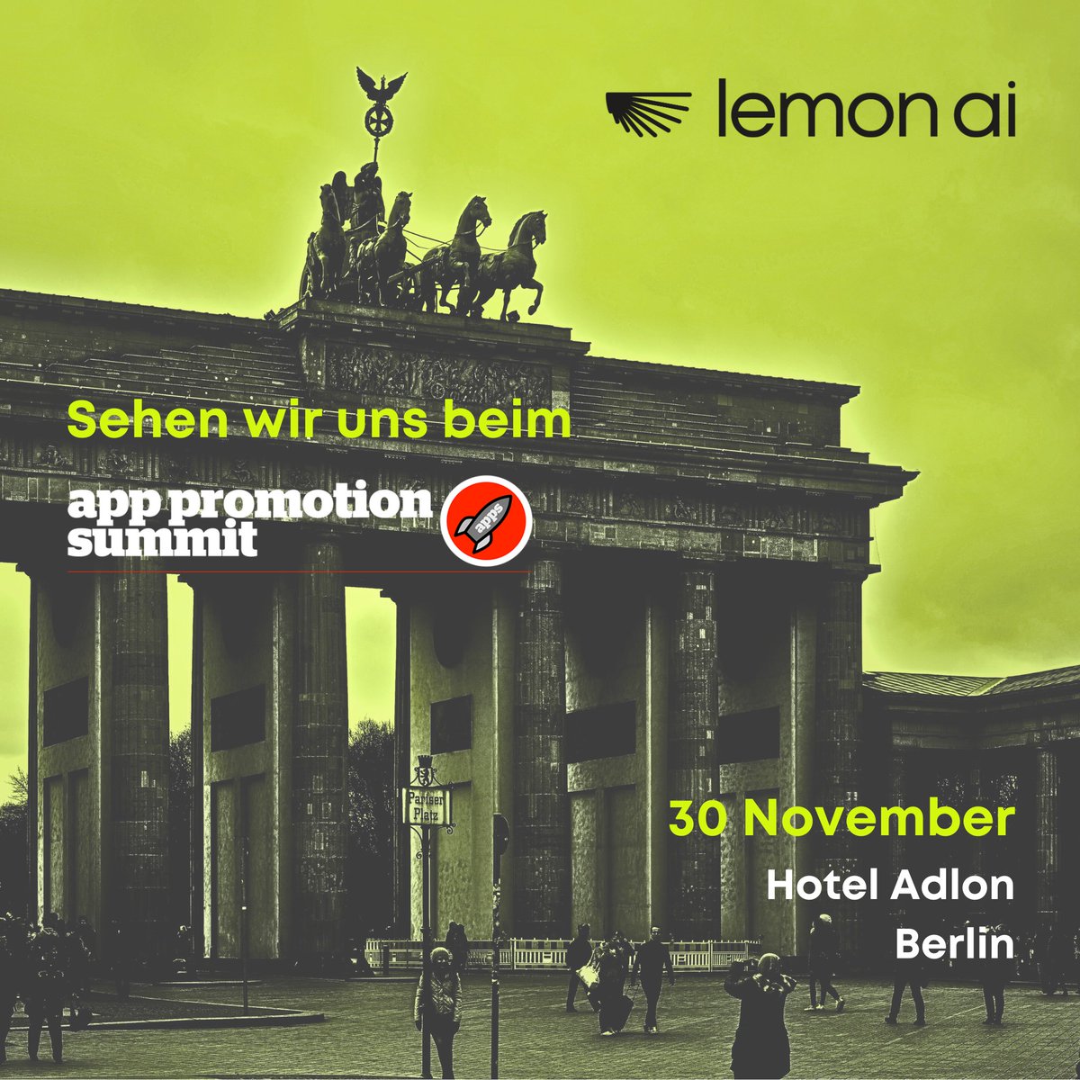 🥳 Lemon AI is thrilled to take part in #AppPromotionSummit!
😋This is the most app-etizing summit ever!
🍋Join us at Lemon AI’s stand and get a free 12-month plan!
😎See you at #APSBerlin