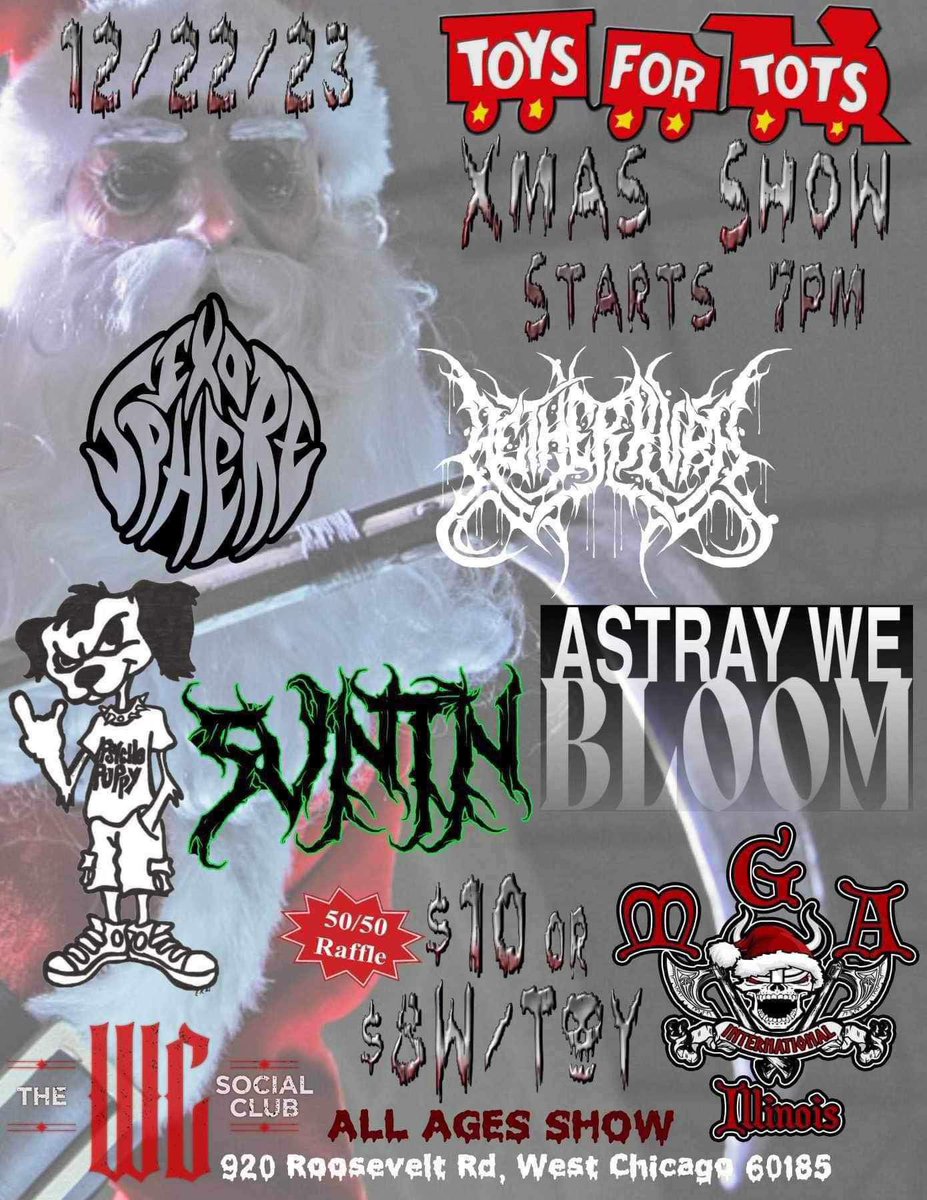 drummerwhore's tweet photo. my band is having our last show of the year at WC Social Club in Carol Stream 

Friday Dec 22nd @ 7pm 

Discounted ticket with brand new toy going to TOYS FOR TOTS 🎄🙈 come out and have a good ass Friday night with us https://t.co/hX3YEHrdyS