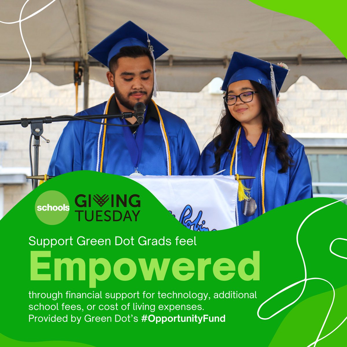 Send hometown cheers to students going away to college!! Your contribution to our fund helps recent #greendot graduates kickstart their college journey with a little extra support. 🎓✨ #EducationForAll #DonateNow #GivingTuesday 

Donate: opportunityfund.funraise.org