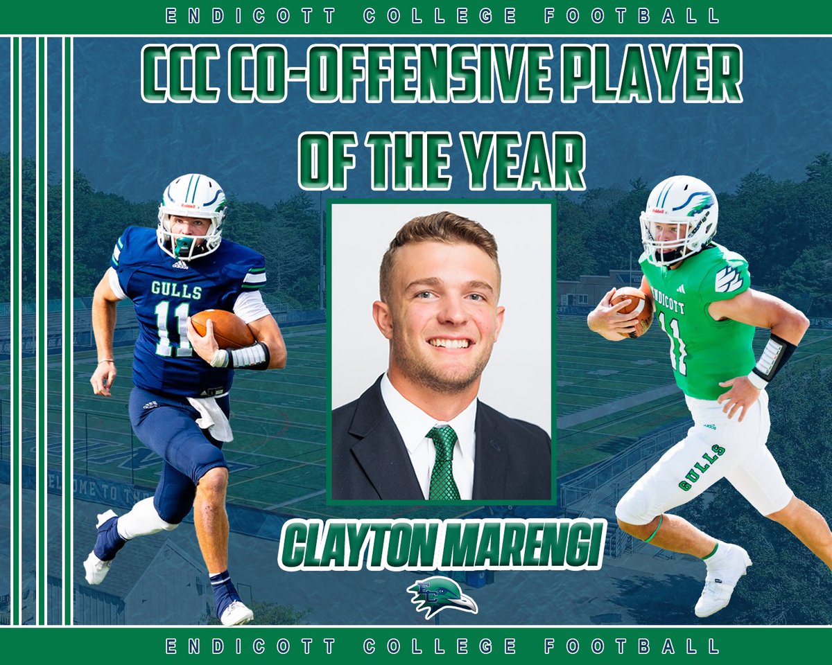 EndicottFB's tweet image. 🏅 ALL-CCC HONORS 🏅
Congratulations to Clayton Marengi on winning CCC Co-Offensive Player of the Year‼️
#BeachBall 🏈🐦🏖️#BeachHou23☀️🌊