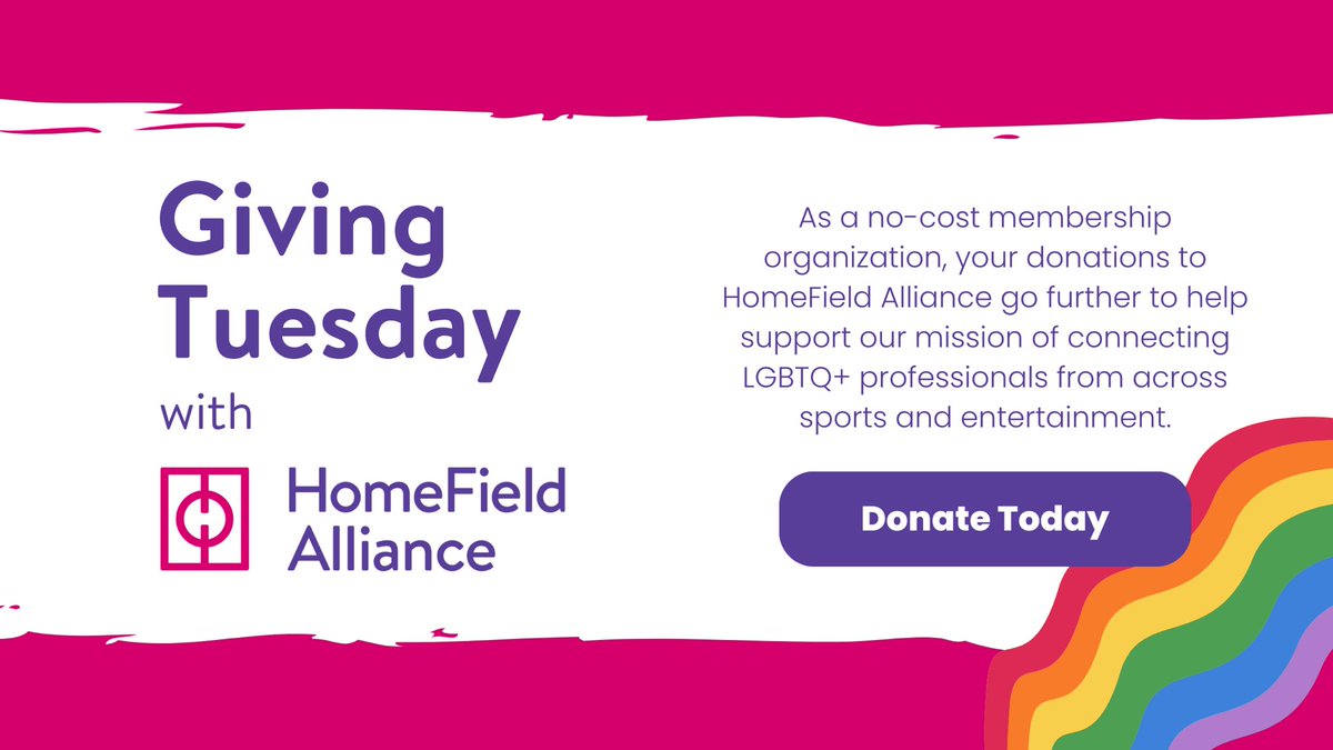HomeFieldTeam's tweet photo. We hope you consider HomeField Alliance in your #GivingTuesday plans as we continue our work to connect LGTBQ+ professionals working in the business of sports and entertainment.

https://t.co/mHPplrN8M5 https://t.co/HoD0fA9fx3