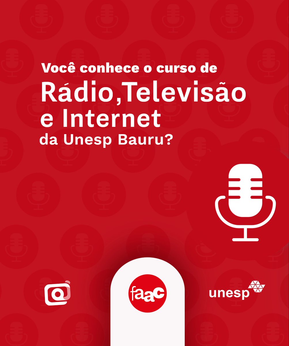 acifaac's tweet photo. Em mais um post do Vem Pra FAAC agora apresentamos o último curso: Rádio, Televisão e Internet.

No carrossel você confere algumas informações como as áreas disciplinares e a atuação no mercado profissional.

#unesp #unespbauru #acifaac #VemPraFAAC #RTVI https://t.co/hlvRUQyLG6