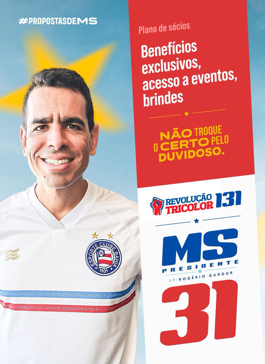 revoluctricolor's tweet photo. Para termos um Bahia FoRTe é essencial o fortalecimento de nosso plano de sócios. 

Veja as propostas de @omarcelosantana, @rogeriogargur e RT para aumentar o número de associados do clube!

#PropostasdeMS
#MS31
#RT131
#BBMP
#BoraBotarMarceloPresidente
#BahiaFoRTe https://t.co/BB7SIxD1xd