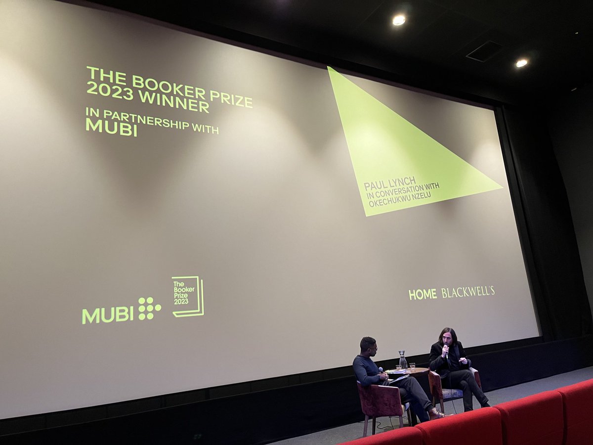 Tonight newly crowned winner of ⁦@TheBookerPrizes⁩, ⁦@paullynchwriter⁩, was in conversation with Manchester-based ⁦@NzeluWrites⁩, discussing his award-winning book Prophet Song, followed by a screening of ‘In My Room’, the film chosen to complement it by @MUBI.
