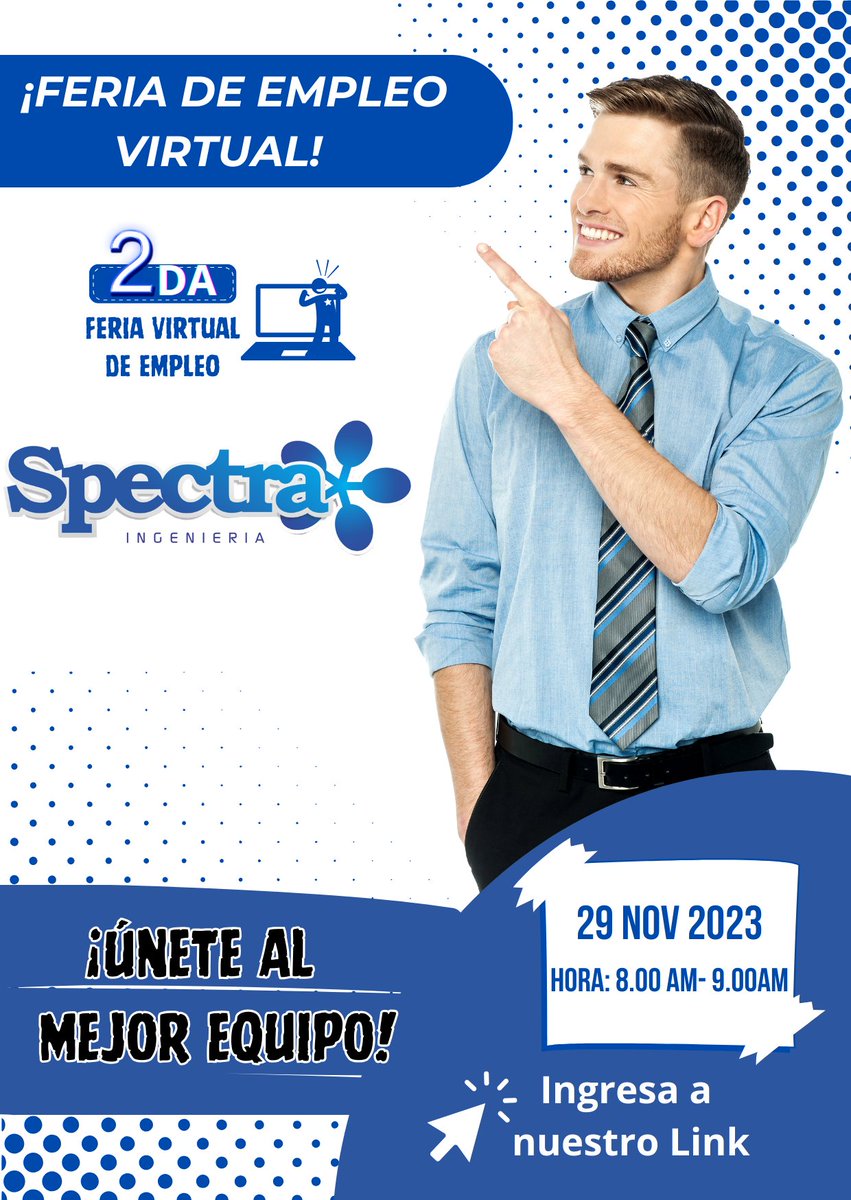Spectra_Ing's tweet photo. Se hace extensiva la invitación a la 2da Feria virtual de empleo, el día, miércoles, 29 de noviembre 2023. Será un espacio digital para postularte en nuestras ofertas laborales vigentes. 🤓💼
Enlace: https://t.co/HmvF6ZaQRU https://t.co/Qpw3IWqMBJ
