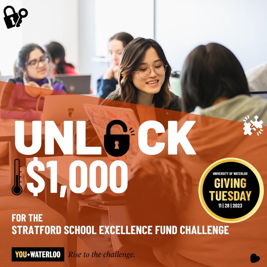 Thanks to your generous donations today, we are 86% of the way to unlocking an additional $1,000 to support entrance scholarships for Global Business and Digital Arts. If you haven't given, can you help us reach our goal? Every bit helps. @uwaterlooalumni shorturl.at/bw459