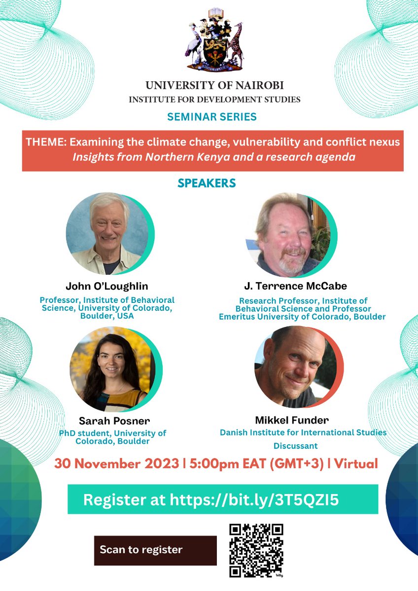 IDS_UONBI's tweet photo. Join us for an online seminar on Thursday 30th November from 5PM (EAT). The theme of the seminar is Examining the climate change, vulnerability and conflict nexus: Insights from Northern Kenya and a research agenda. #IDSResearchAgenda 

Link https://t.co/bxRUnfveBc https://t.co/5gn8yD2kBd