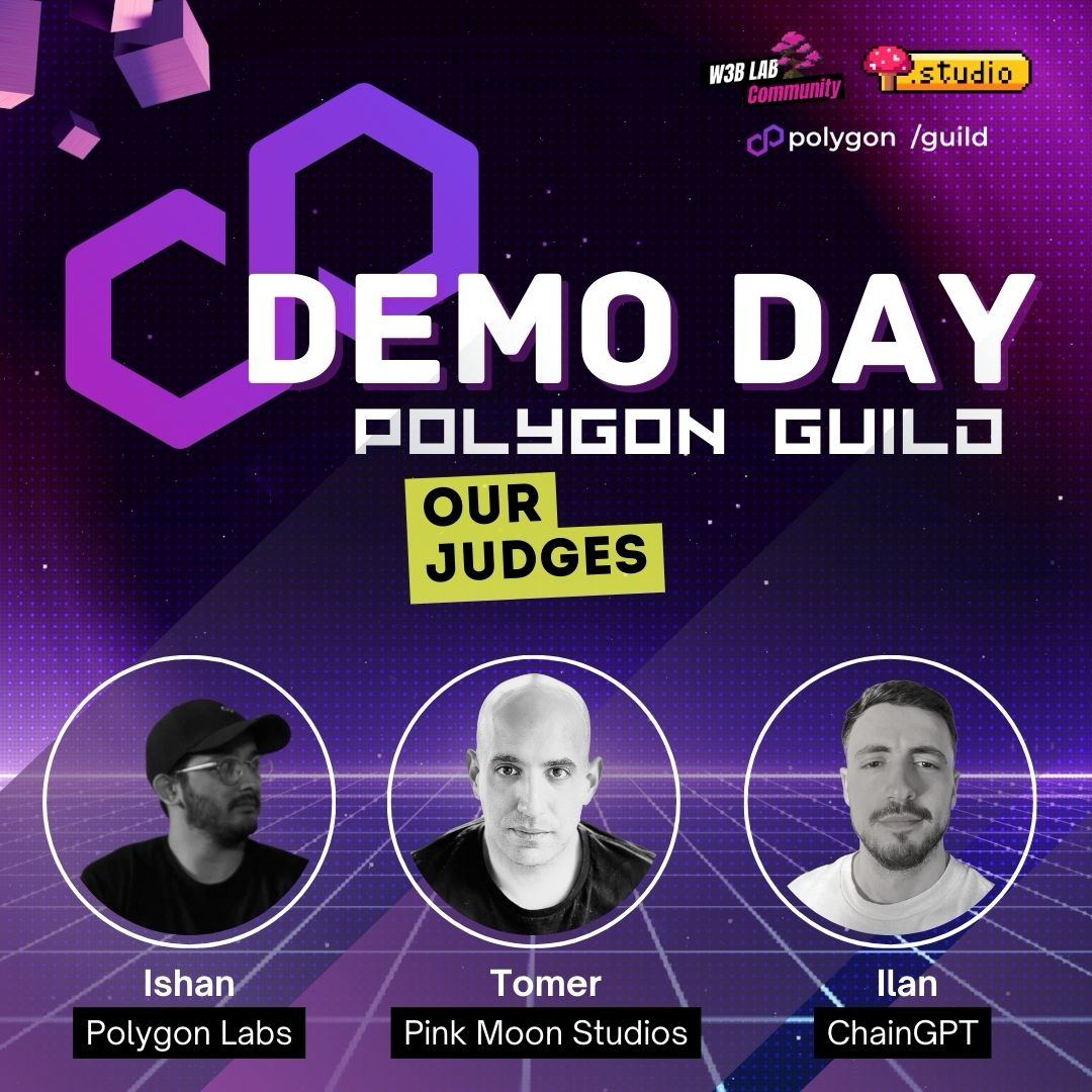 It's the final countdown ⏳-> 4 Days Left

👨‍🏫next 3 judges:
- Ishan @0xPolygonLabs
- ​<a href="/Crypt0Shmipt0/">Tomer Warschauer Nuni</a>  Investor
- <a href="/ceoguy/"></a> Founder &amp; Investor

🤝
- EVERY application gets feedback
- Top 10 teams -> 1on1 &amp; Vouchers
- Top 5 teams -> Demo day

Apply 👇
demoday.polygonguild.xyz
