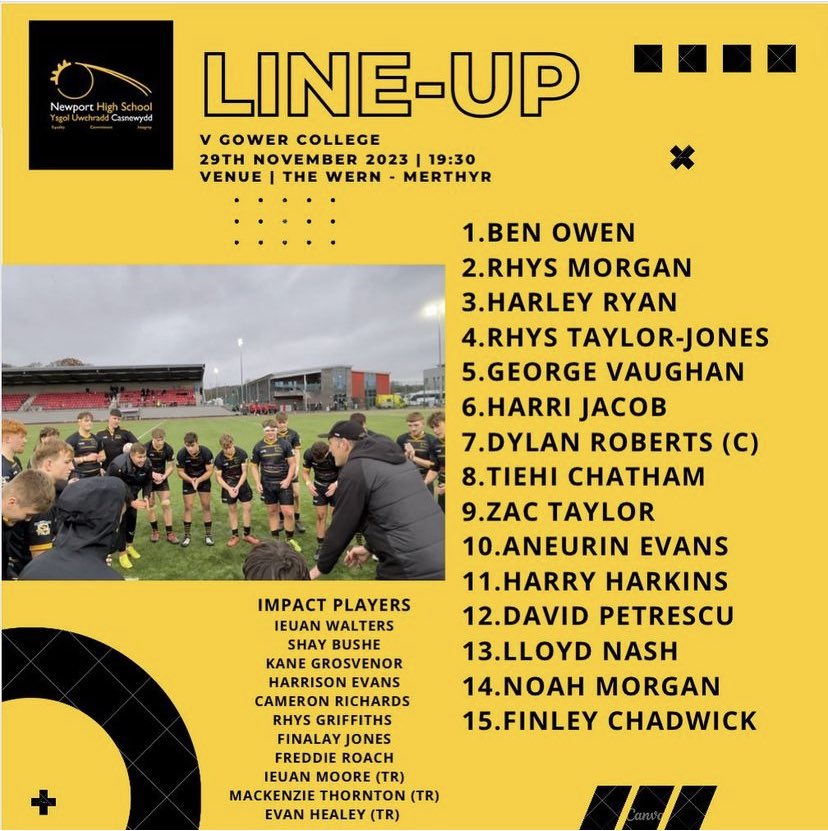 Here is the line up for tomorrow’s promotion decider against Gower College at The Wern, Merthyr.
Good luck to all those involved! 
It would be great to see as many fans there as possible to support the boys🏉💪🏼🔥@dragonsrugby <a href="/Dragons_Academy/">Dragons Academy</a> <a href="/NhsThrive/">ThriveNHS</a> <a href="/WelshRugbyUnion/">Welsh Rugby Union 🏴󠁧󠁢󠁷󠁬󠁳󠁿</a>