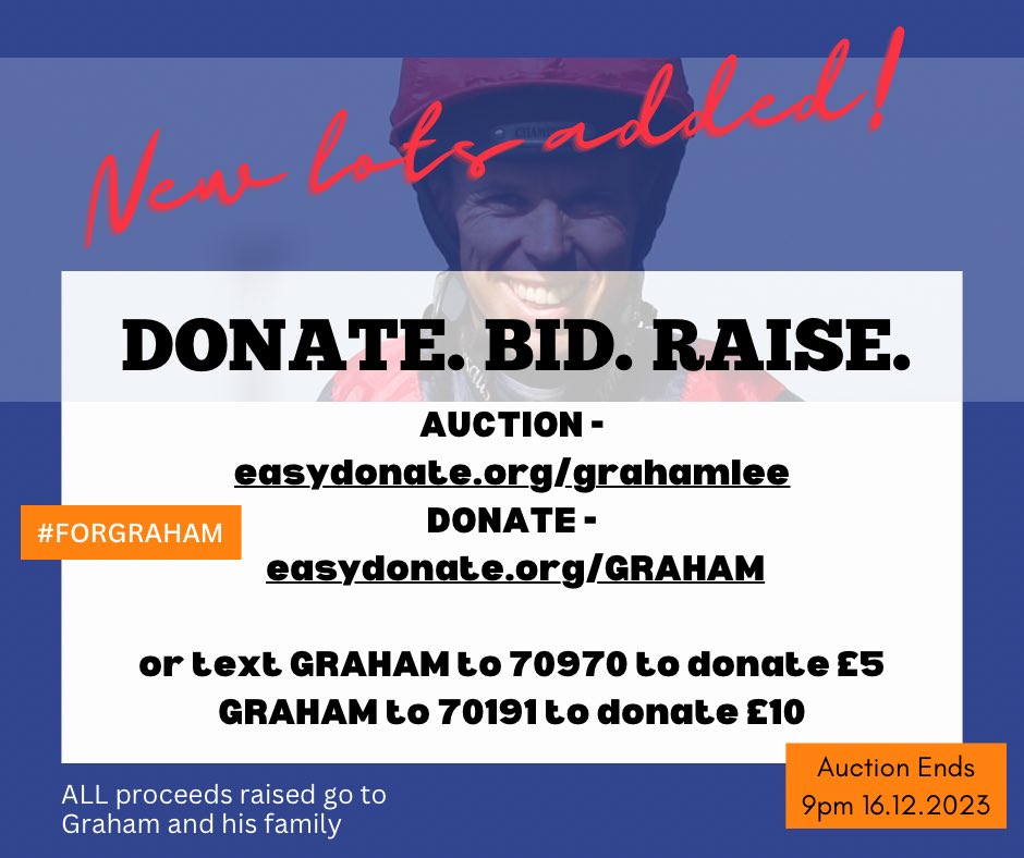 Some fantastic lots added - thank you <a href="/itvracing/">ITV Racing</a> <a href="/meg_nicholls97/">Megan Nicholls</a> easydonate.org/grahamlee