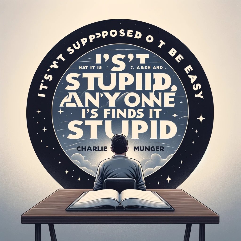 SwapanMonga's tweet photo. Munger was known for his pithy, insightful quotes. 'It’s not supposed to be easy. Anyone who finds it easy is stupid.' A testament to his belief in hard work and perseverance. #MungerQuotes https://t.co/rmnZ6hITQN