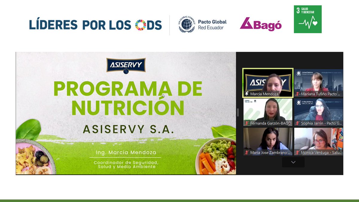 PactoGlobalEcua's tweet photo. En el marco de nuestro programa #LíderesPorLosODS se realizó la segunda sesión de la mesa de trabajo del #ODS3: Salud y Bienestar liderada por @BagoEcuador  y cuyo proyecto se centra en la meta 3.4 del ODS 3: la cual busca reducir en un tercio para el 2030 la mortalidad prematura ocasionada por enfermedades no transmisibles.

Por ello, durante este espacio, Laboratorios Bagó del Ecuador compartió las prácticas internas que lleva a cabo para promover una nutrición saludable en sus colaboradores.

Conoce más de este programa 👉 https://t.co/reBMsTxzNs