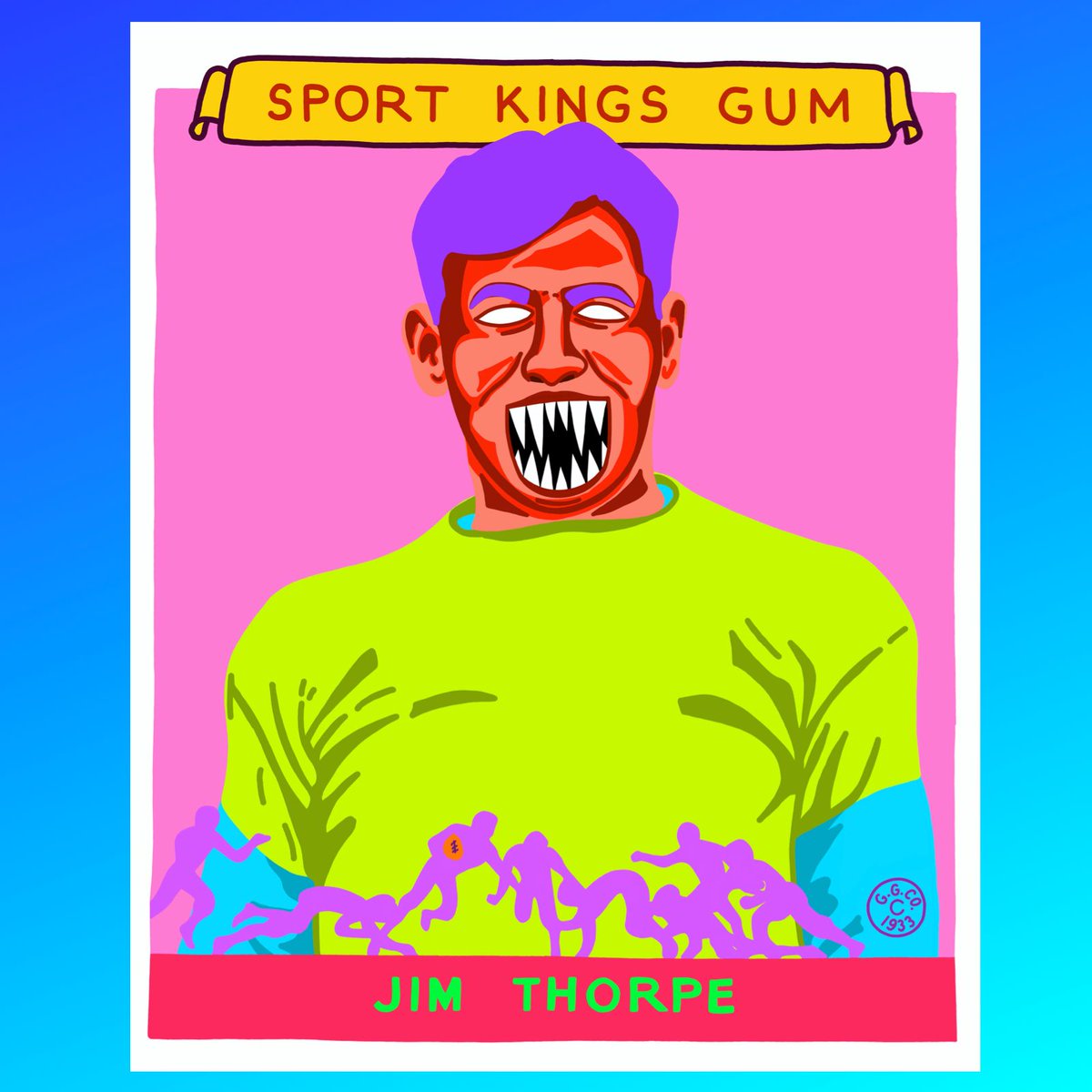 NeonBlackTiger's tweet photo. Move over #BoJackson. Move over #DeionSanders. Today's #NeonTerror is of one of the most versatile athletes of modern sports history. #JimThorpe and his 1933 #Goudey Sport Kings card. https://t.co/4G321H2V39