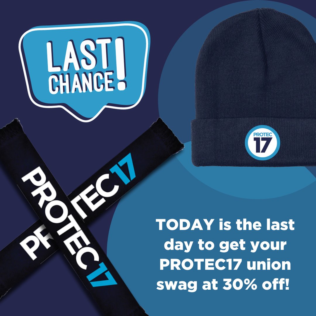 ⏰ LAST CHANCE! ⏰

TODAY Nov. 30 is the LAST DAY to get 30% off your PROTEC17 #UnionSwag! Make sure to head to protec17.myshopify.com before it's too late! No code necessary. #UnionGear #UnionProud