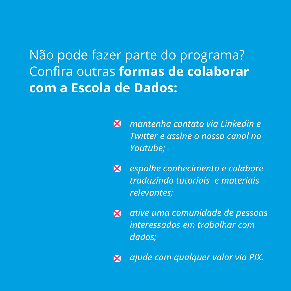 Você conhece o nosso programa educacional? A Escola de Dados é o setor da Open Knowledge Brasil que oferece serviços de capacitação e cursos exclusivos com uma metodologia própria.