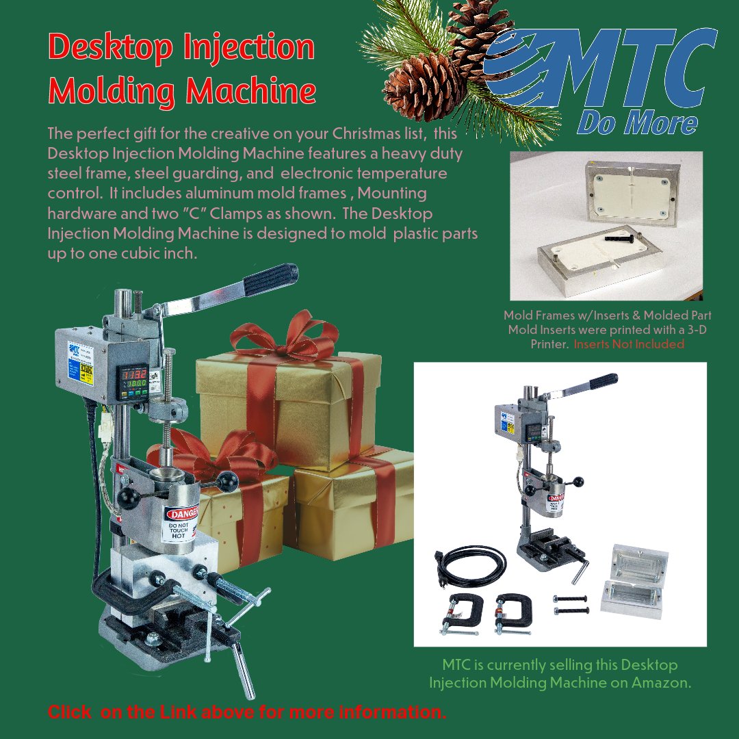 mtcdomore's tweet image. Made in Texas by MTC! Desktop Injection Molding Machine 1 Cubic Inch Shot Capacity. Currently available over on Amazon.com. 

amzn.to/4aaUfIj

#MTCDoMore #ChristmasGift #MakeAtHome #MadeInTexas