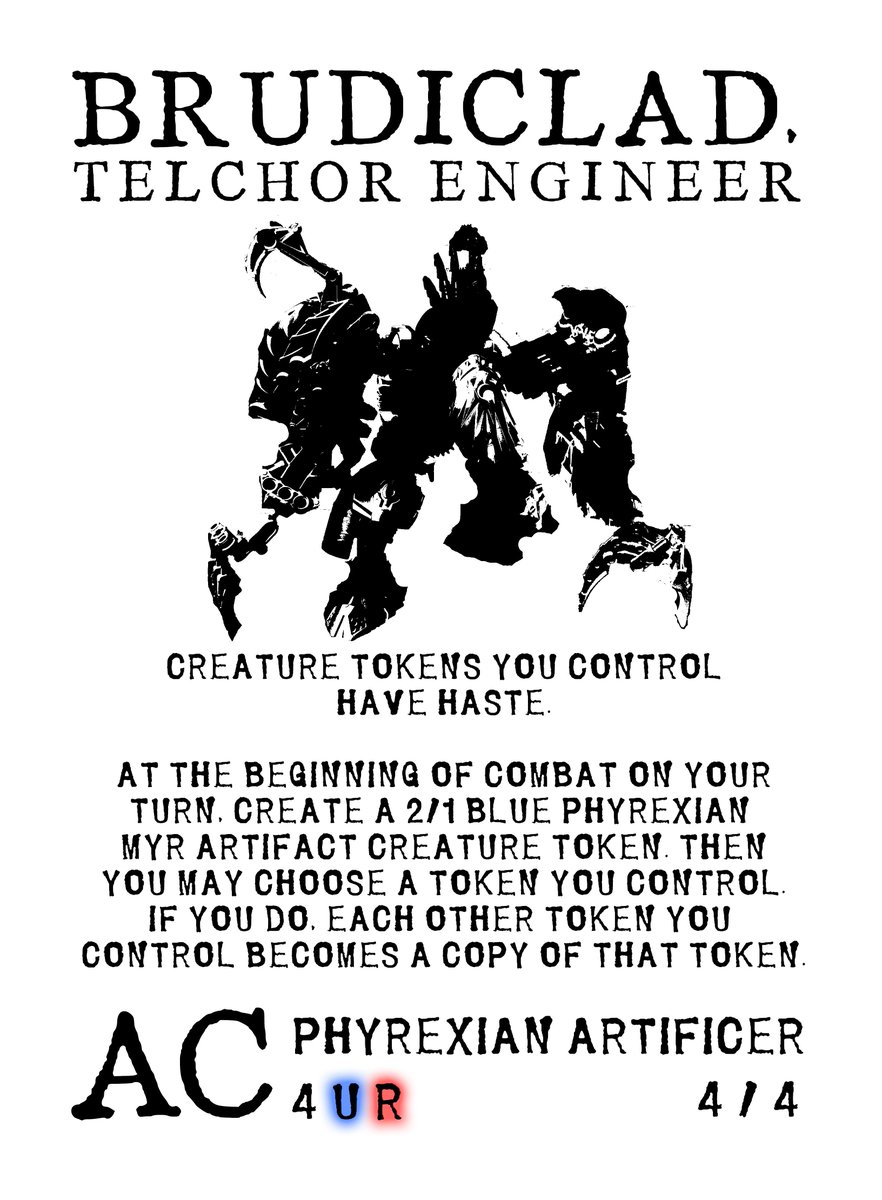 ATMLLC_Official's tweet photo. Brudiclad, Telchor Engineer
.
.
.
#mtg #mtgcustom #mtgcustomcard #mtgcommander #mtgaddicts #proxy #mtgcommunity #commander #mtgcard #mtgcards #magicthegathering #magicthegatheringcards #mtgalter #customcard #carddesign #design #magicthegatheringcommunity #magicthegatheringalter https://t.co/4yGOeESaU2