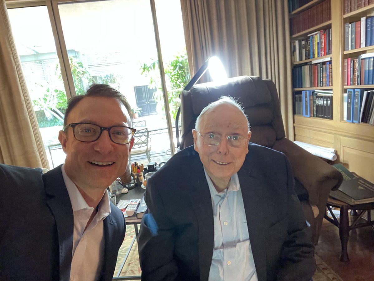 Feel privileged to have spent 3.5 hours with Charlie Munger in September for a book. He was witty, funny, sharp as ever, full of insights and stories. And in great spirits. A great investor and wonderful man. RIP.