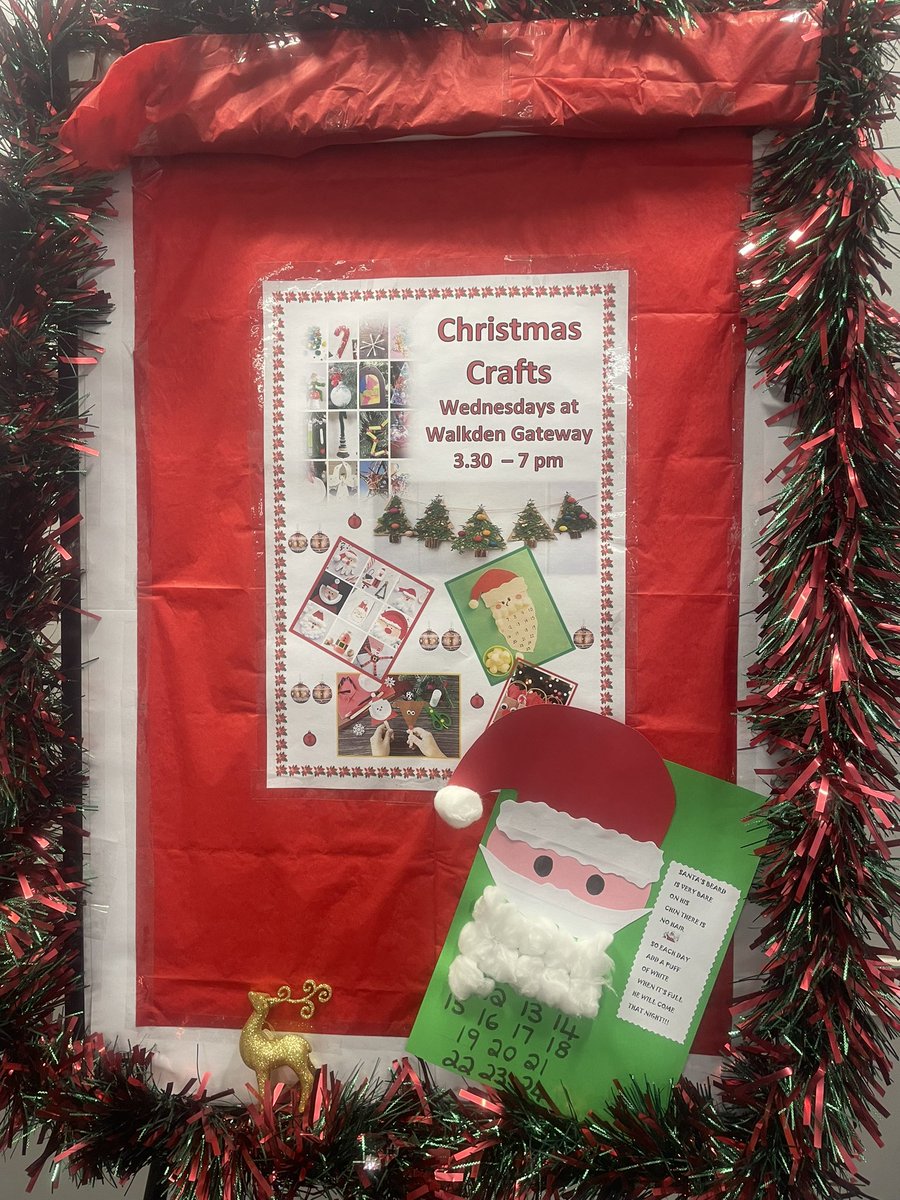 Jo_davo's tweet photo. We are making  Christmas crafts for the next 3 Wednesdays 3.30pm-5pm @ #WalkdenGateway 
@SalfordCouncil
@SalfordCCHelp
Come and join in the fun🎄🎅🏻🎁 https://t.co/2A6pr7RbA4