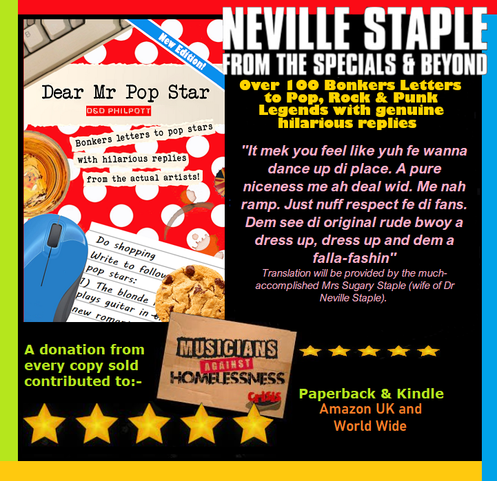 That time of year when we post our 2023 cult bestseller Dear Mr Pop Star which @NevilleStaple magnificently contributed to. We're giving a massive chunk of every sale to CRISIS at Christmas, with £2,000 so far donated..@SugaryStaple #2Tone #ska #TheSpecials
