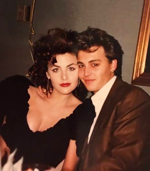 Sherilyn Fenn with one of her first boyfriends, whom she describes as the sweetest man she ever knew, Johnny Depp. She still loves him to this day.