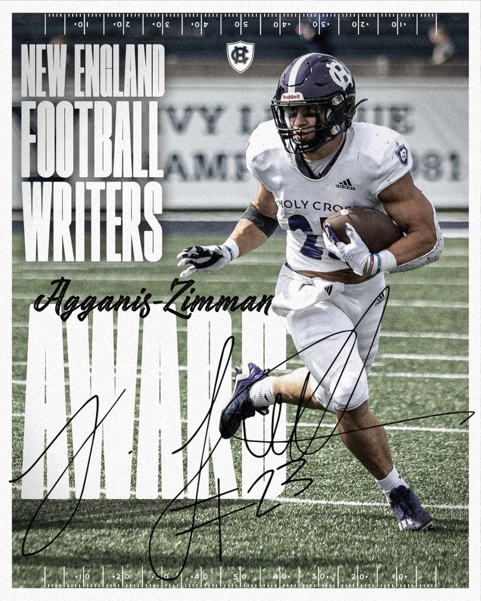 🏆 @jordanfuller27 has won the 2023 Agganis/Zimman Award, presented by @NEFballWriters to the most outstanding player in New England! goholycross.com/news/2023/11/2… #GoCrossGo