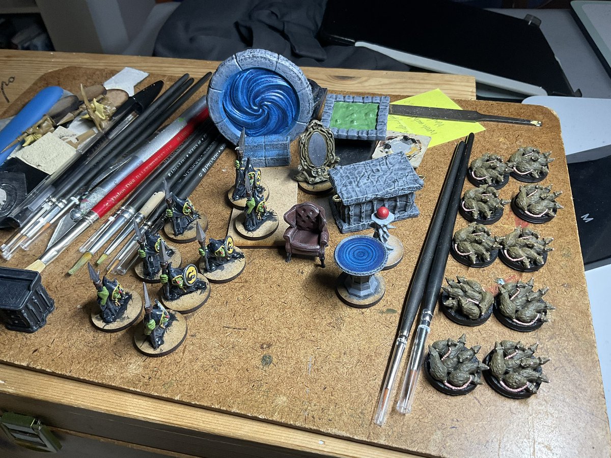 wargamesodyssey's tweet photo. A bit of a mix of #AdvancedHeroquest terrain and goblins on the go tonight https://t.co/aPqRDvFxmu