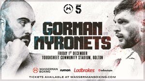 Two very big hitters collide this Friday LIVE at 10pm on @channel5_tv with @GormanBoxing taking on giant Ukrainian Bohdan Myronets. Expect fireworks! 🧨 🥊