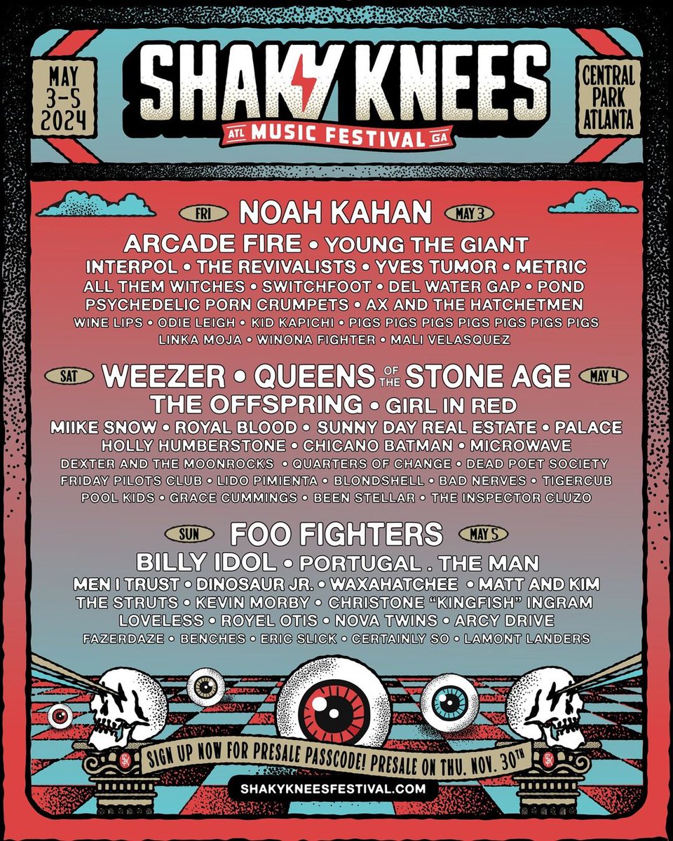 ATLANTA 🍑 Join us for @ShakyKneesFest 2024!
Tickets & pre-sale info: shakykneesfestival.com
#ShakyKnees