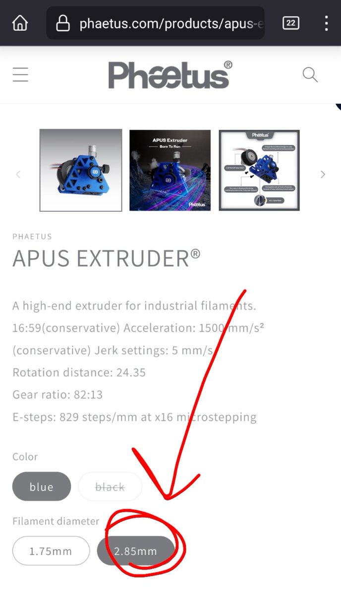 cabinlab's tweet photo. @phaetus3D Where can we get the APUS 2.85mm version? I can't find any distributors that carry it https://t.co/5SzyMEEyua