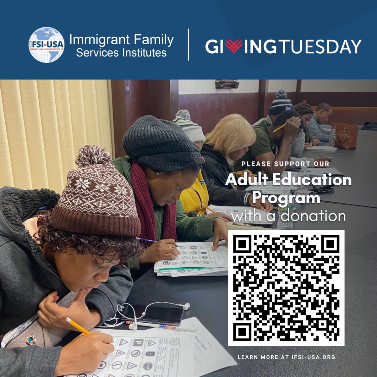 #GivingTuesday is here! Please click this link: bit.ly/3QZnSDB to support our Adult Education program with a lovely donation! Together, let's make a difference! #GivingTuesday #love #integration #unity