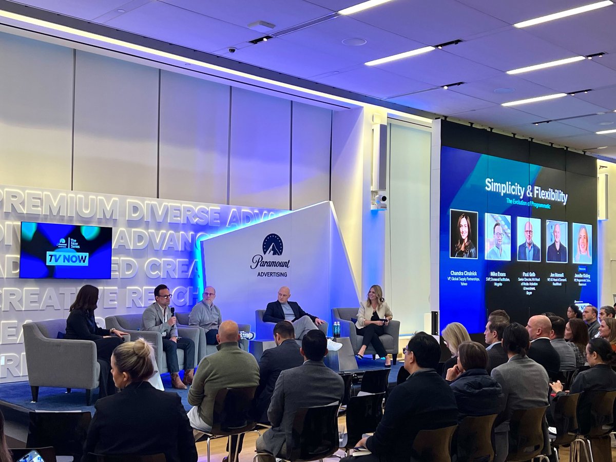 magnite's tweet image. Great session at @paramount_ads event “#TVNow!” Our SVP of Demand Facilitation Mike Evans took the stage with @FreeWheel, @Yahoo, and @Bayer as they discussed programmatic technology's transformative impact on premium TV advertising. #ParamountAdvertising