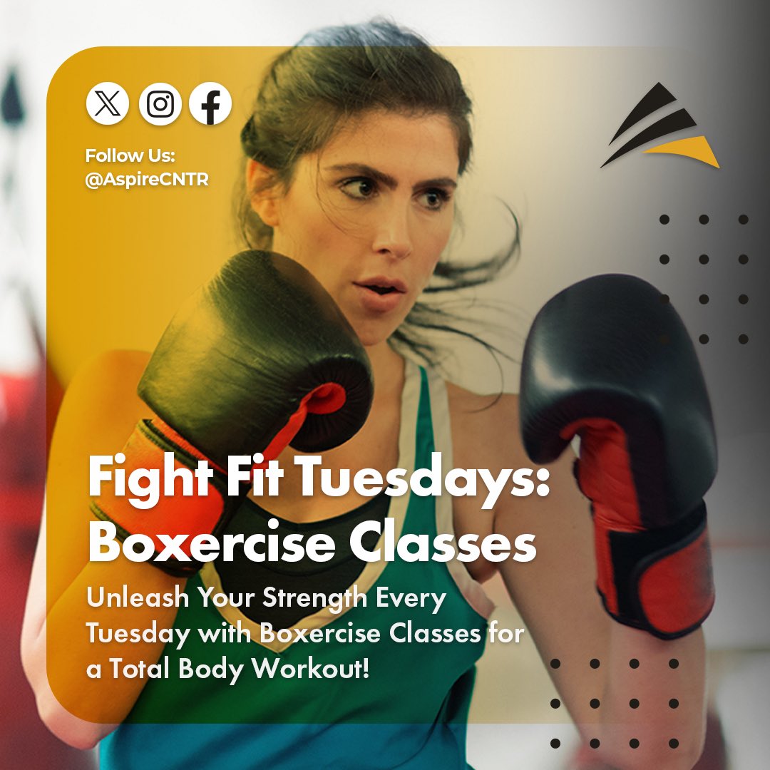 Knockout stress and amp up your Tuesday nights with our Boxercise class at 19:15! 🥊💥 Unleash your inner warrior at Aspire Centre.
aspirecentre.com/boxercise
#Boxercise #Fitness #SW18 #Southfields #Earlsfield #Wandsworth