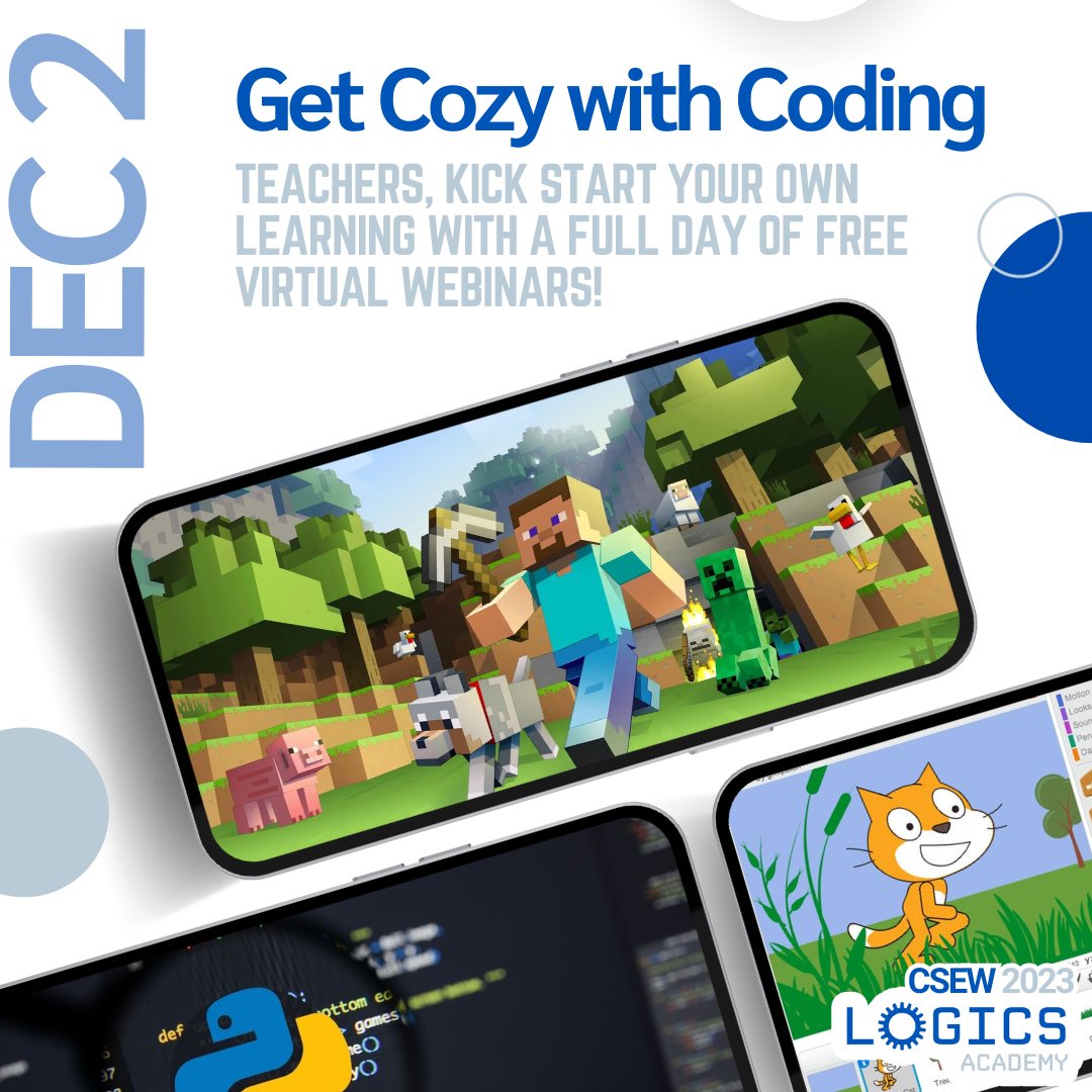 Calling all teachers! 🌟 Dive into the world of Computer Science with FREE virtual webinars! Get cozy with coding before CS Ed Week. Save your spot now and register here: logicsacademy.com/csew2023/ #GetCoding #CSEdWeek #VirtualLearning #CSforALL