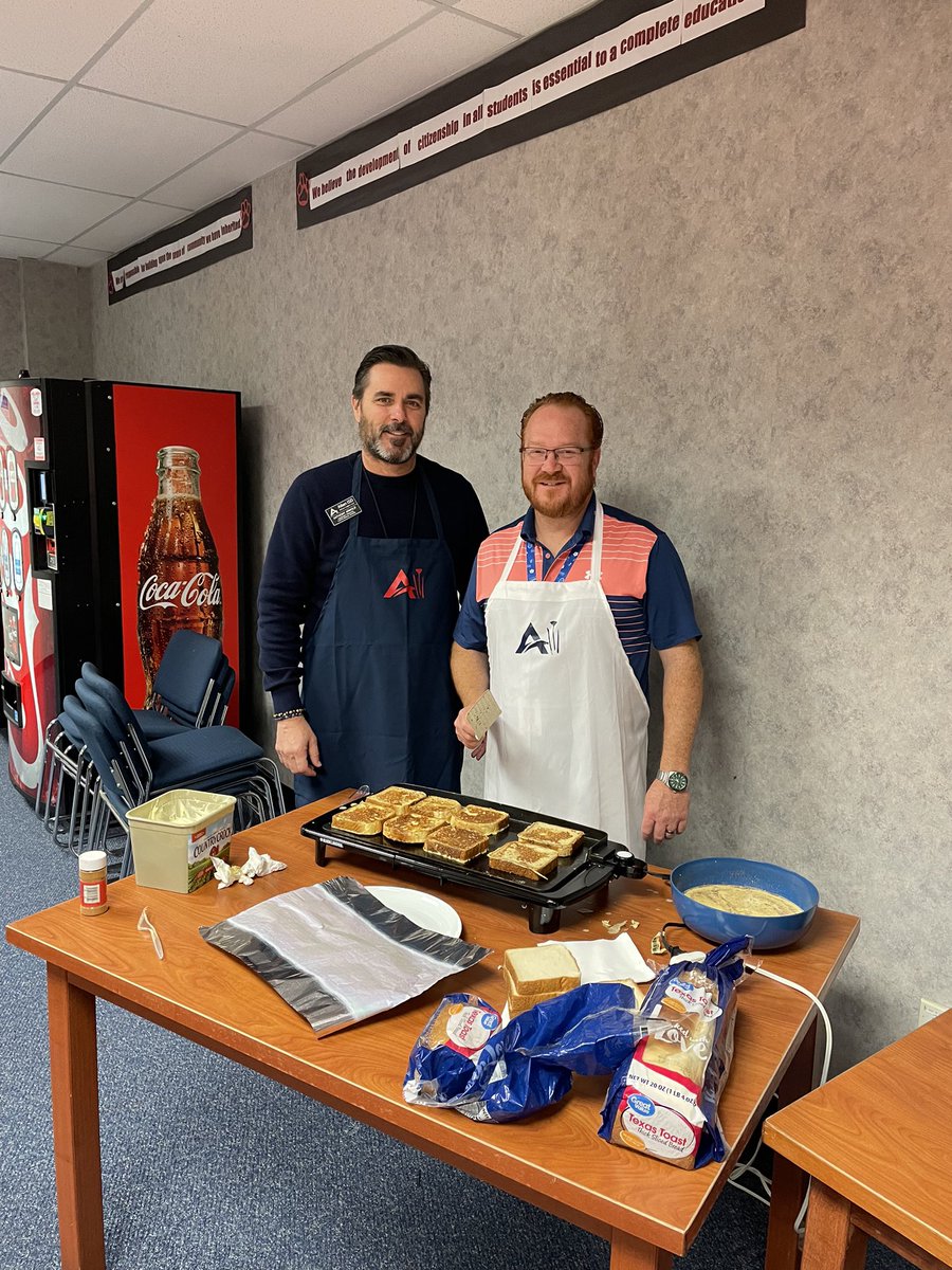 curtiscougars's tweet photo. National French Toast Day means your bosses make you breakfast at Curtis! @curtiscougars https://t.co/q2ViRz5x32