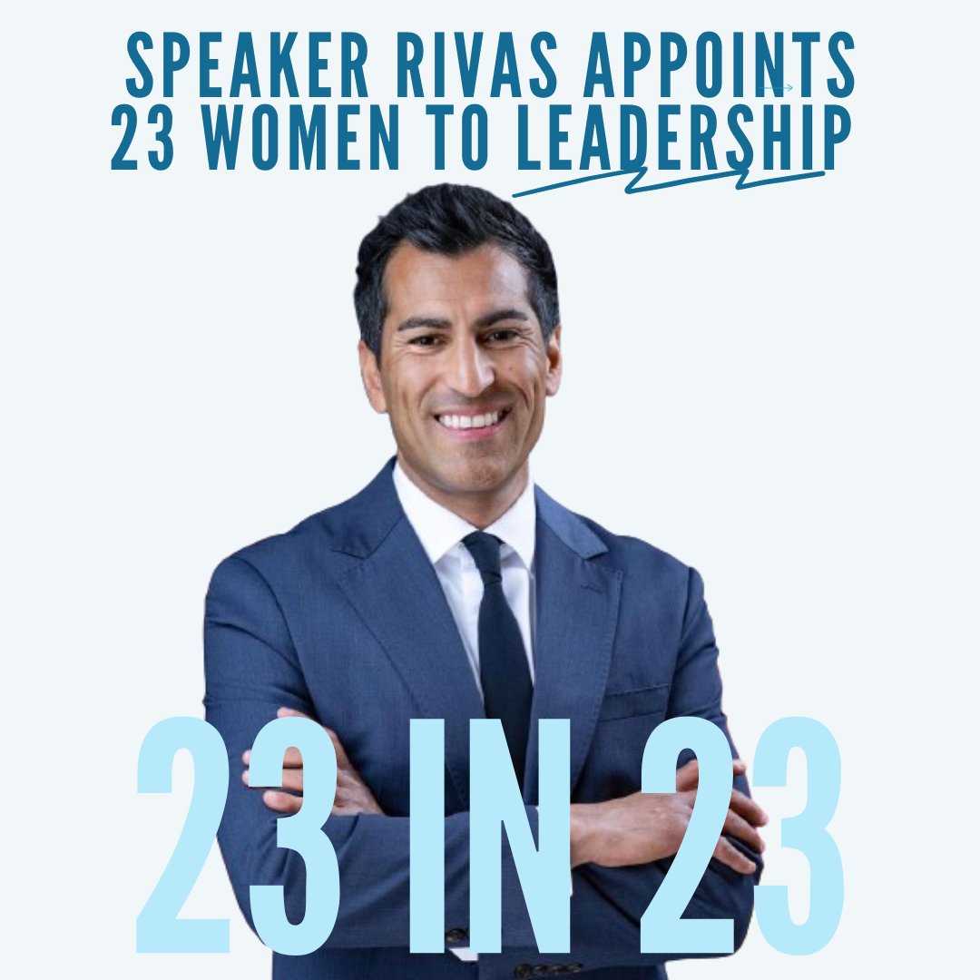 Big News! <a href="/RobertRivas_CA/">Robert Rivas</a> appointed a new record for women serving as the Chair of an Asm. committee. 23 women in leadership: including chairs of Appropriations, Privacy, Rules &amp; Utilities. Of these, 14 are women of color, including chairs of Health, Labor &amp; Transportation.