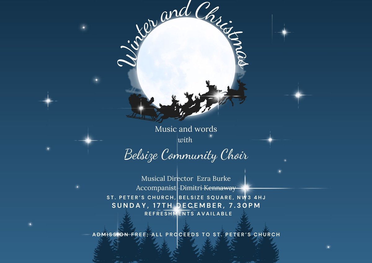 Our Winter and Christmas concert is just around the corner!   Won't you join us on 17 December at St. Peter's Belsize Square?  Details at tinyurl.com/9jt8fnjc