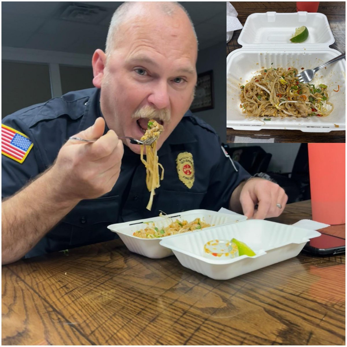 GoshenFF's tweet photo. Huge thanks, Goshen Brewing Company, for supplying Pad Thai dinners to all 3 stations tonight! #Community #local1443 #thankyou https://t.co/th9KPg94J0