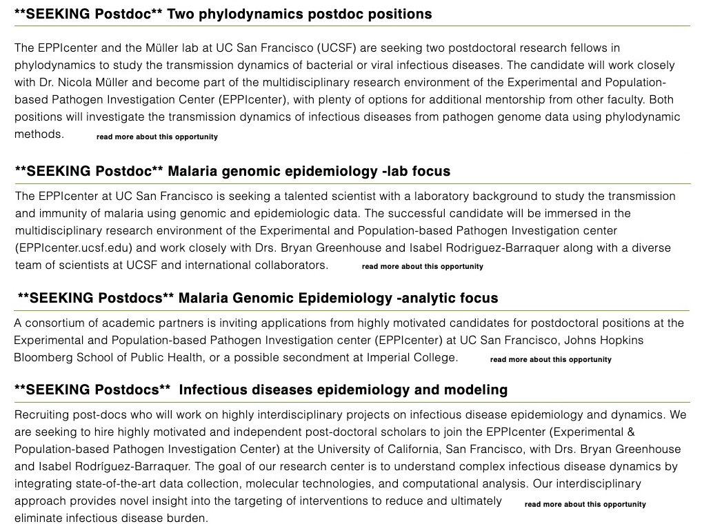 eppicenter.ucsf.edu/training
Always looking for talent!
Check out the @PostdocJobs @UCSF Eppicenter