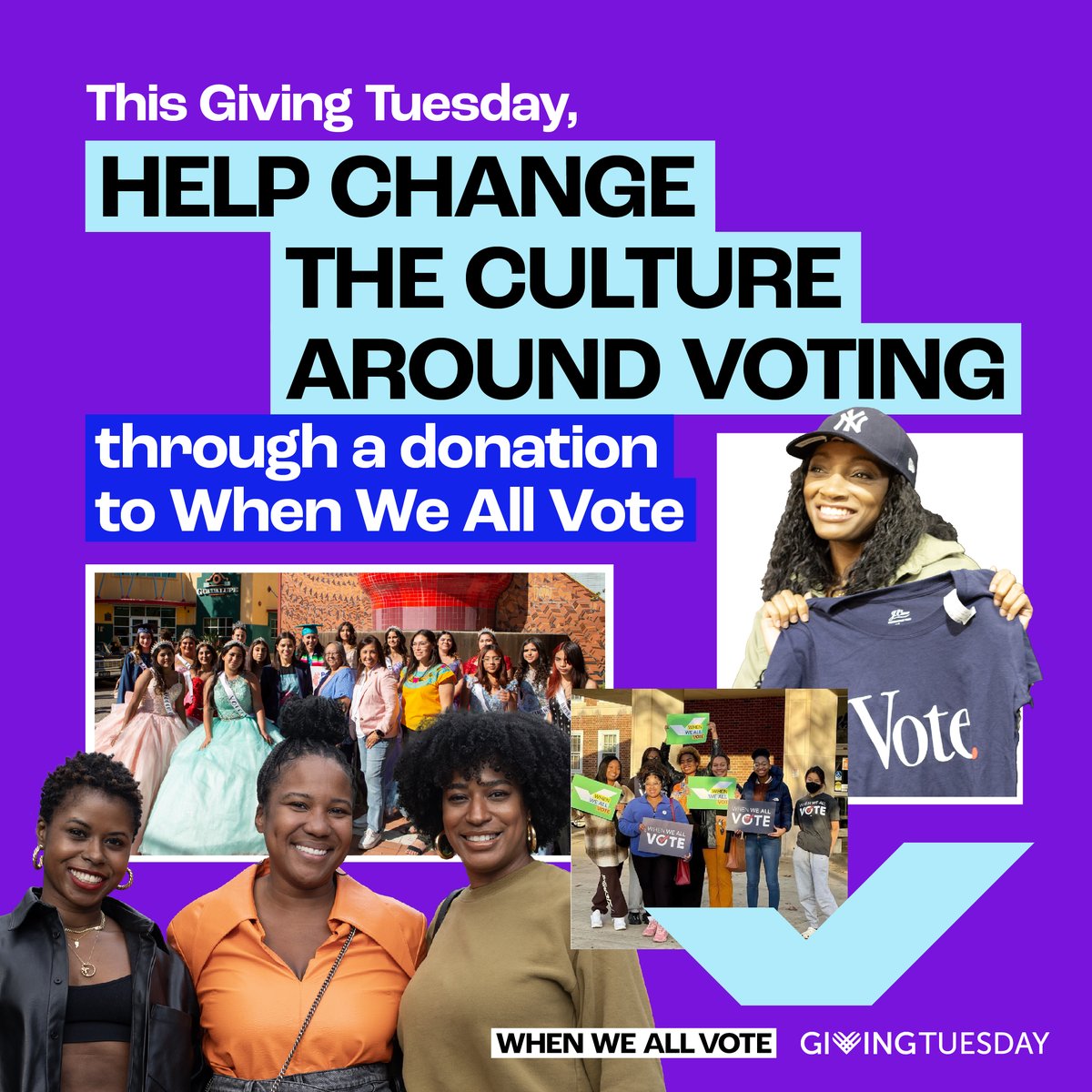 From day ONE, our mission has been to change the culture around voting — so we’ve brought voting to: 📺 TV shows 🎶 Music festivals 🎟️ Cultural events 📱 Social media feeds 🎉 Parties at the Polls Support our work with a #GivingTuesday gift at weall.vote/givingtuesday!