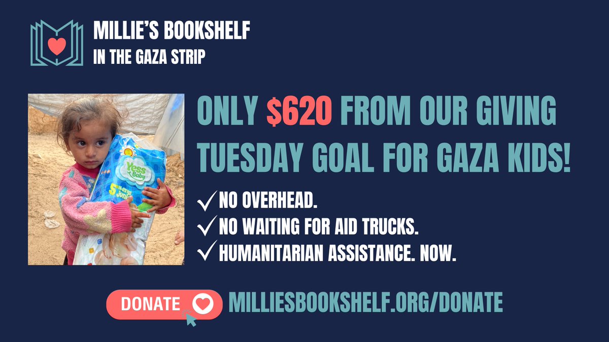 We're in the *final stretch* for our #GivingTuesday push for these kiddos. A HUGE thank you to everyone who has shared & donated so far - we are so close to our goal of serving 200 more kids next week!
🫂 milliesbookshelf.org/donate
cc: @madhoun95 #UFOtwitter #policytwitter