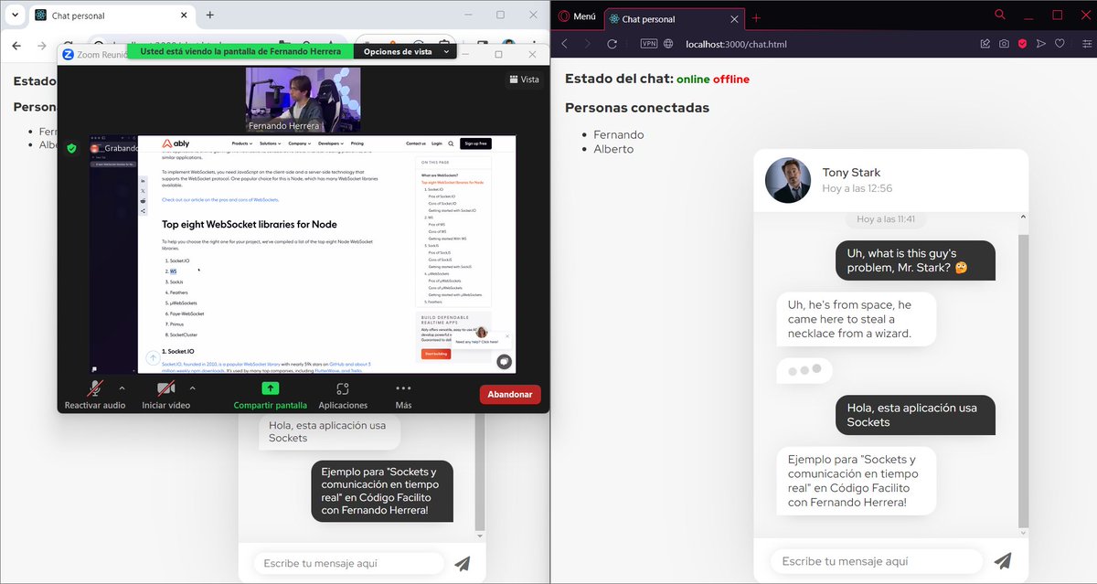 Emilio17Tech's tweet image. Chat con NestJS utilizando Web Sockets para la clase de "Sockets y comunicación en tiempo real" en el bootcamp de "JavaScript en el Backend" de @codigofacilito con @Fernando_Her85 🌐💬🚀🔧
#JavaScript #BackendDevelopment #NestJS #NodeJS