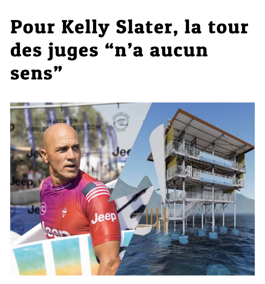 Biancone2's tweet image. D’accord avec @kellyslater. Creuser, perforer la barrière de corail pour installer une tour hors de proportion pour 2 jours de compétition est une hérésie. #teahupoo. L’organisation des #JO2024 devrait renoncer. Le #surf c’est la liberté en opposition au stupide business du #CIO