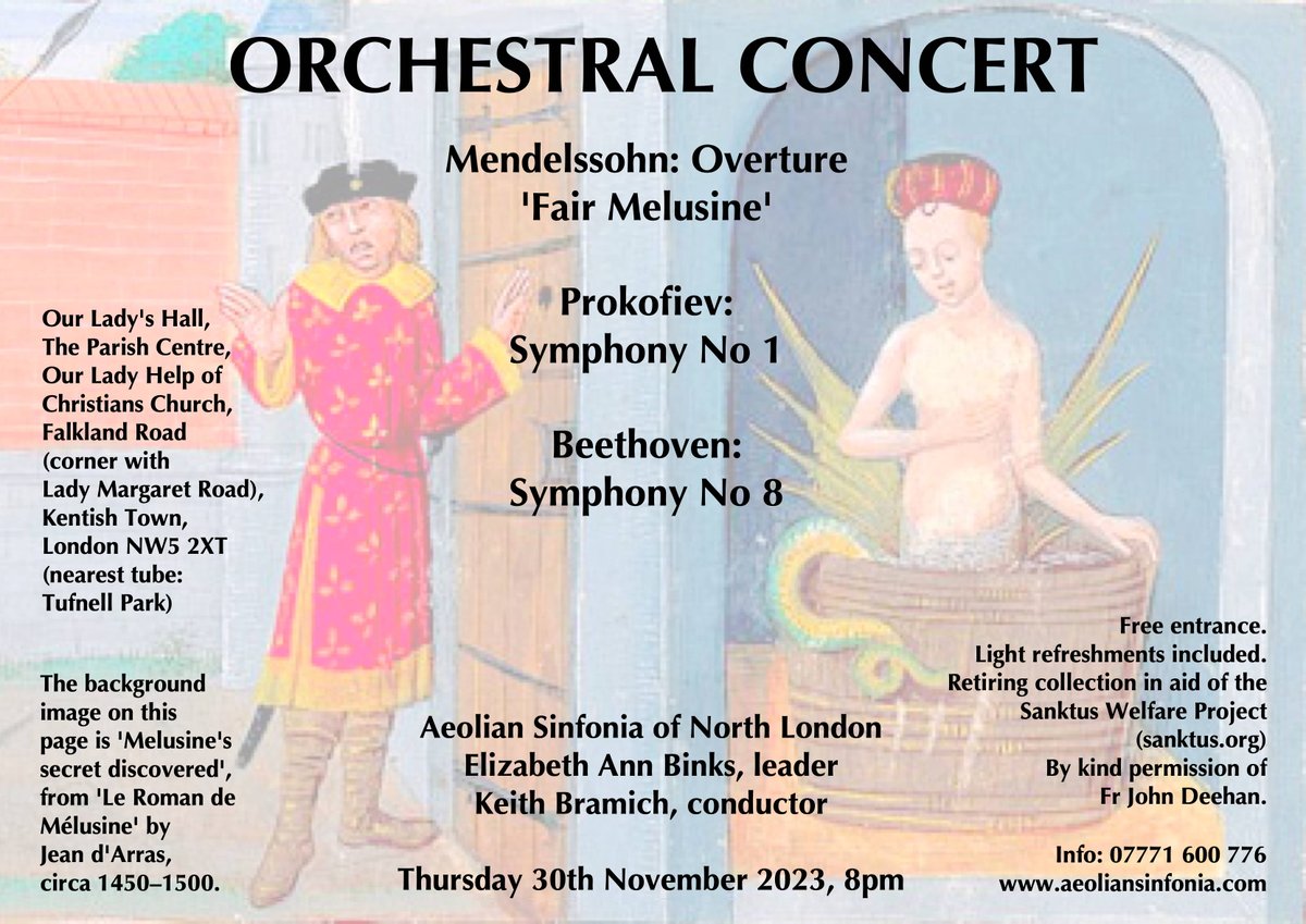 aeoliansinfonia's tweet photo. Concert this Thursday night @OLHofChristians church hall in #KentishTown #NW5 #London #UK in aid of @SanktusWelfare #charity - Mendelssohn, Prokofiev, Beethoven. 8pm start. Free entrance. Retiring collection. Refreshments afterwards. #ClassicalMusic #orchestra #ClassicalSymphony. https://t.co/h81hmTV78e